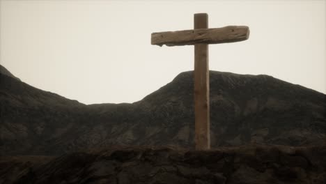 wooden-Crucifix-cross-at-mountain